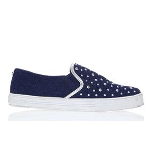 Stuart Weitzman Blue Jean Kids Vance Eden Stud Studded Slip On Sneakers Size 3